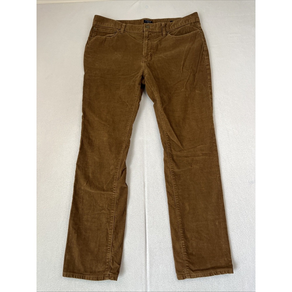 J Crew Flex Slim Fit Straight Leg Corduroy Pants Mens 34x28 Brown J7334